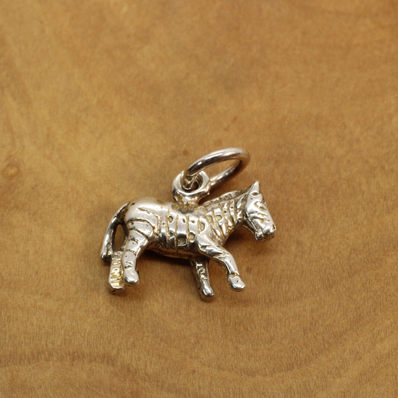 3-d Zebra Necklace or charm for him or her made in 925 Sterling Silver