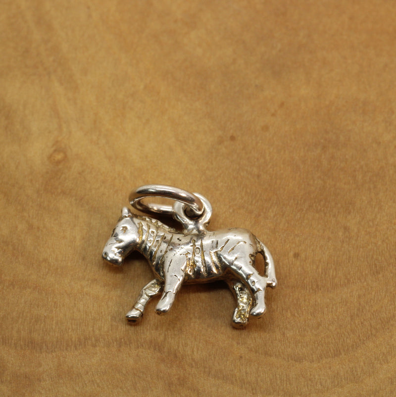 3-d Zebra Necklace or charm for him or her made in 925 Sterling Silver