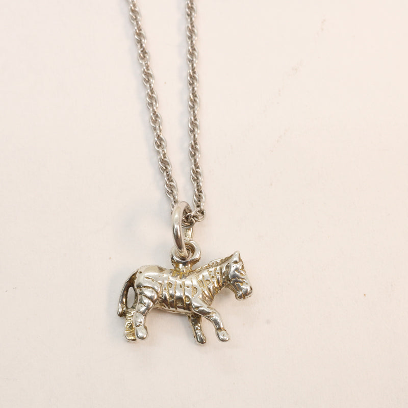 3-d Zebra Necklace or charm for him or her made in 925 Sterling Silver