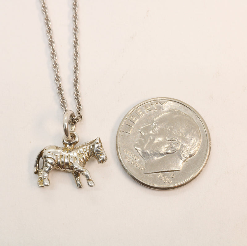 3-d Zebra Necklace or charm for him or her made in 925 Sterling Silver