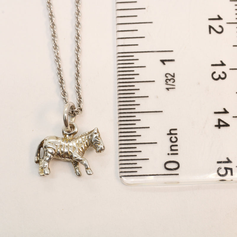 3-d Zebra Necklace or charm for him or her made in 925 Sterling Silver