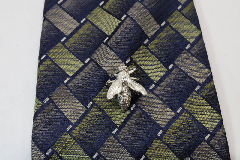 Honeybee Pin or Tie Tack in Actual Size made in 925 Sterling Silver