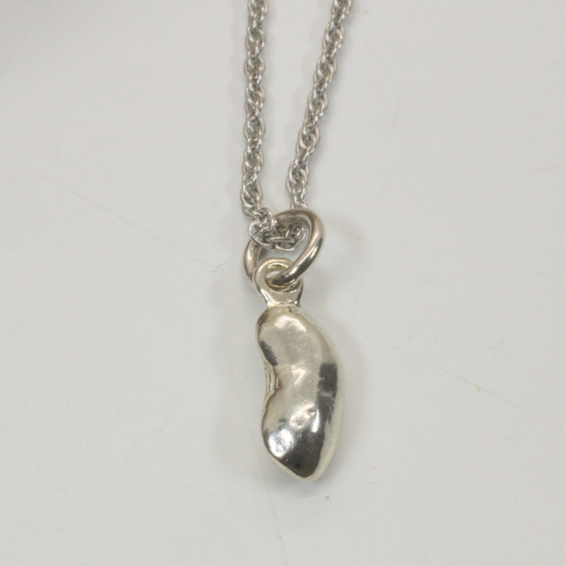 Silver pinto bean or black-eyed pea necklace or charm made in 925 Sterling Silver