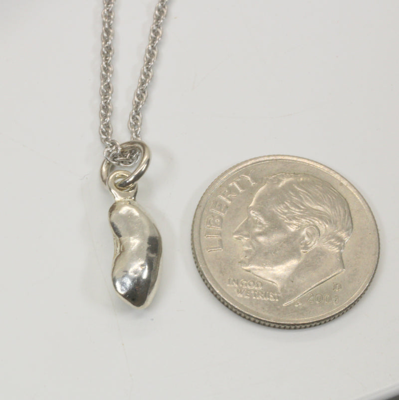 Silver pinto bean or black-eyed pea necklace or charm made in 925 Sterling Silver