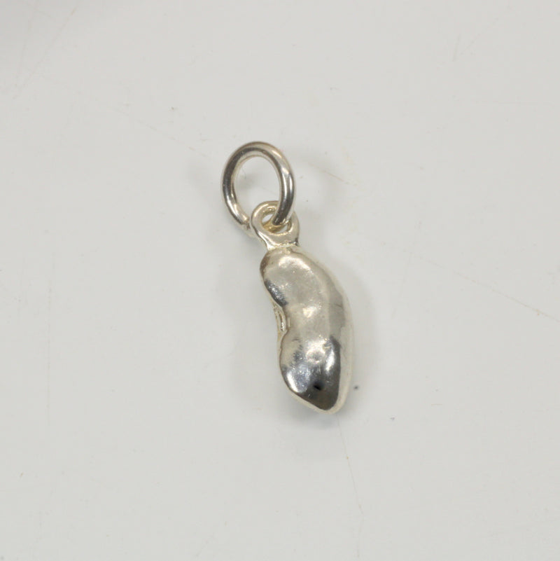 Silver pinto bean or black-eyed pea necklace or charm made in 925 Sterling Silver