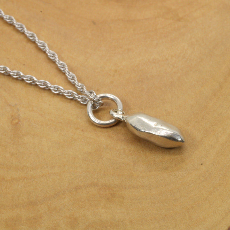 Silver pinto bean or black-eyed pea necklace or charm made in 925 Sterling Silver