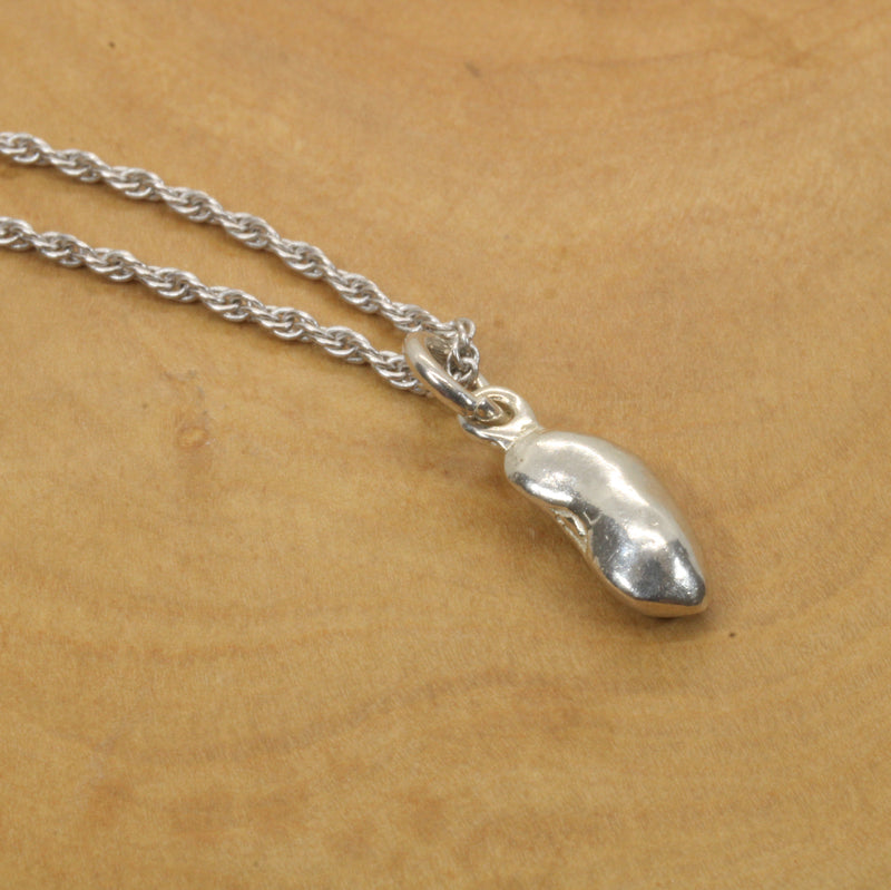 Silver pinto bean or black-eyed pea necklace or charm made in 925 Sterling Silver