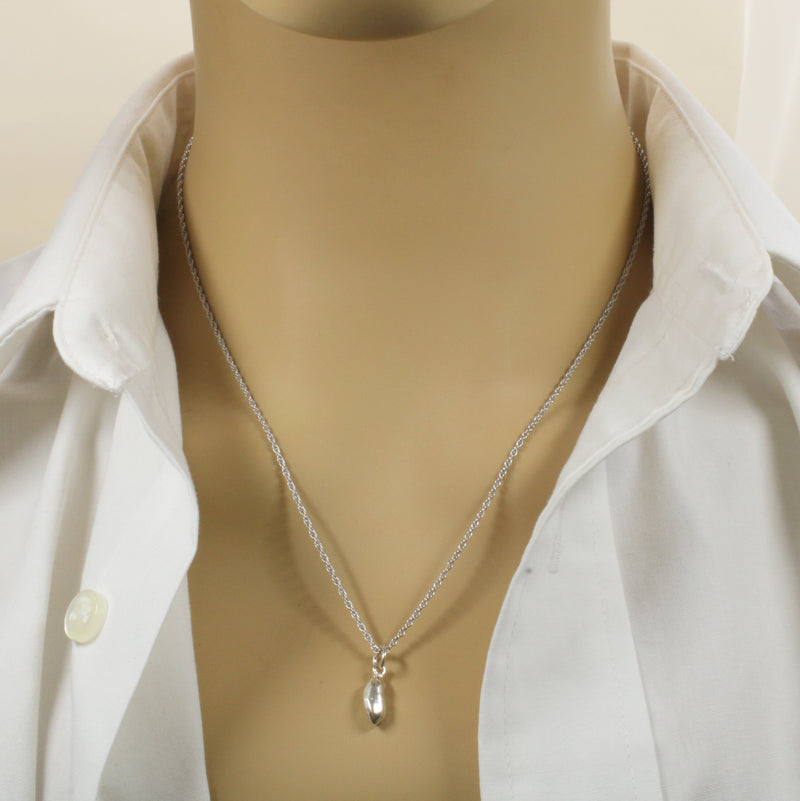 Silver pinto bean or black-eyed pea necklace or charm made in 925 Sterling Silver