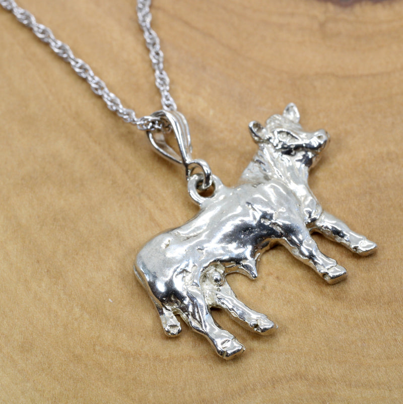 Large Prize Charolais or Hereford Bull Necklace in 925 Sterling Silver