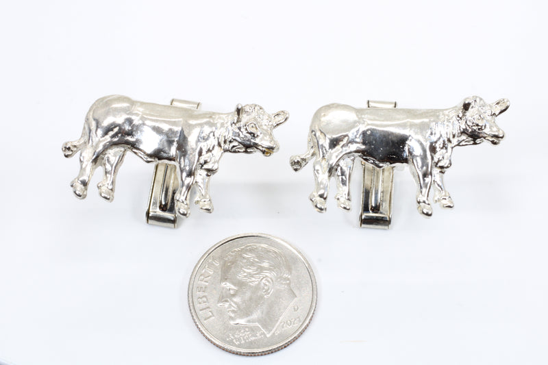 Charolais or Hereford Silver Cow Cuff Links in 925 Sterling Silver