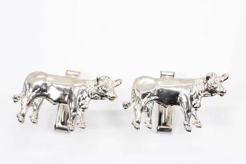 Charolais or Hereford Silver Cow Cuff Links in 925 Sterling Silver