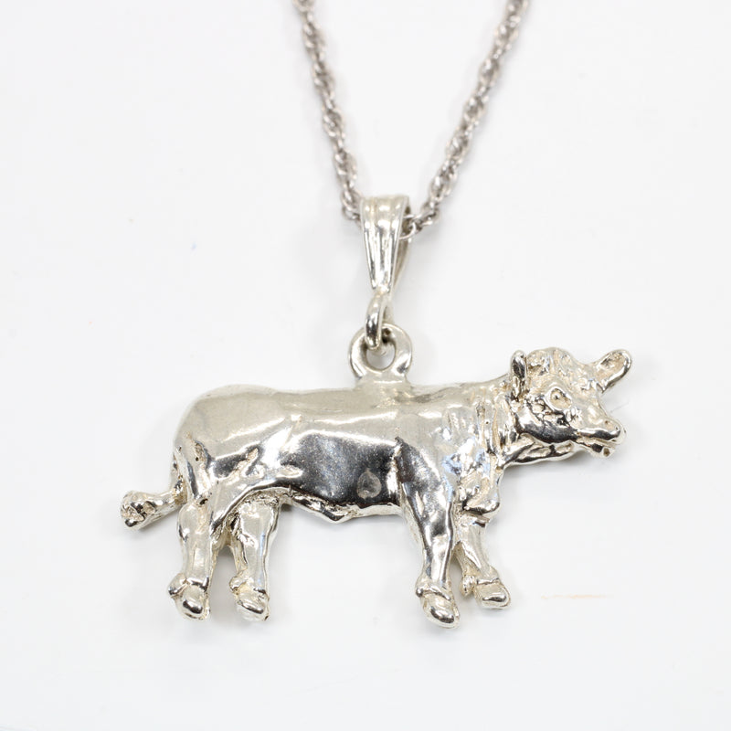 Large Show Charolais or Hereford Cow Necklace in 925 Sterling Silver