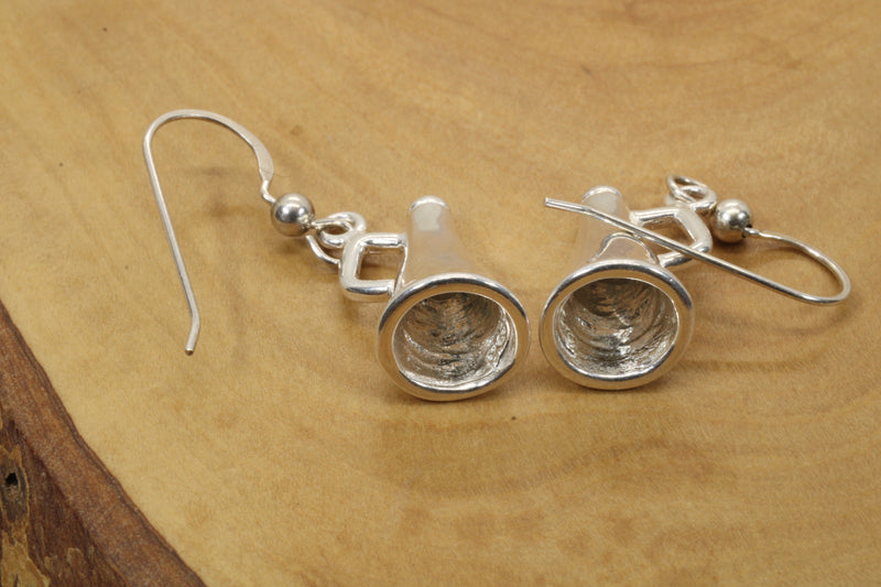 Silver Cheerleader Megaphone Earrings made in 925 Sterling Silver