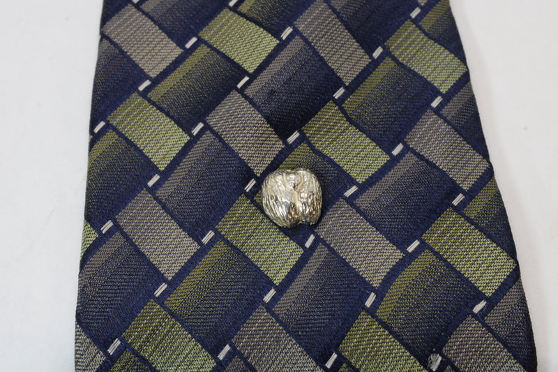 Silver Coco De mer Seed Tie Tack or Pin for Lapel or Hat
