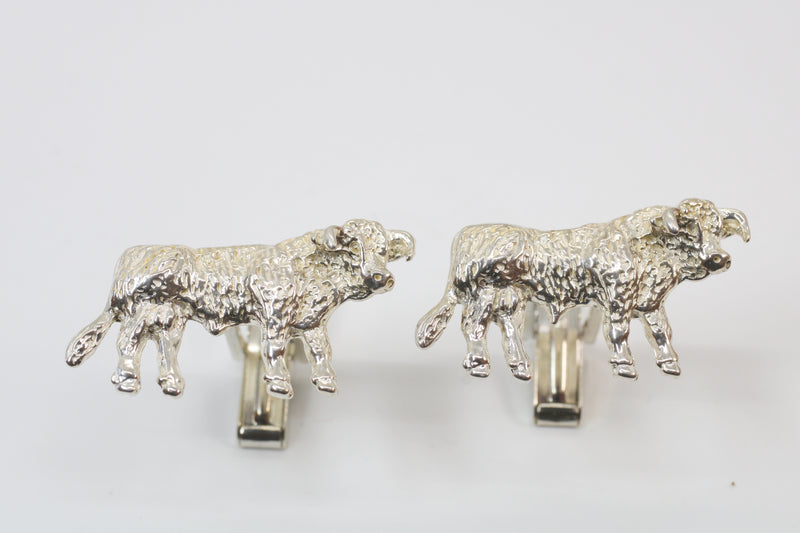 Silver Hereford Bull Cuff Links in 925 Sterling Silver for Him