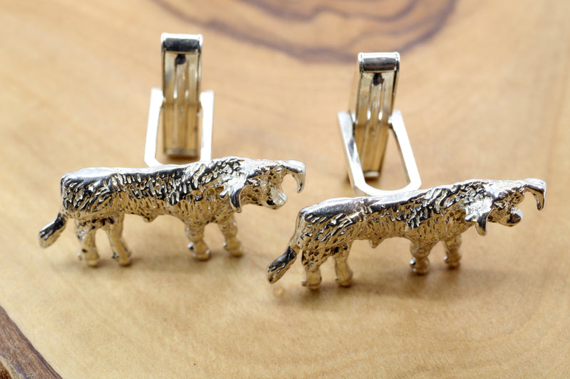 Silver Hereford Bull Cuff Links in 925 Sterling Silver for Him