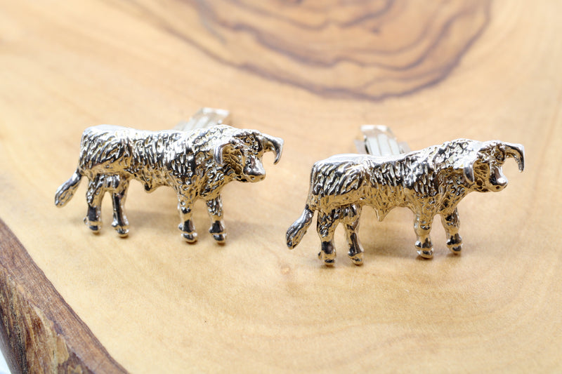 Silver Hereford Bull Cuff Links in 925 Sterling Silver for Him