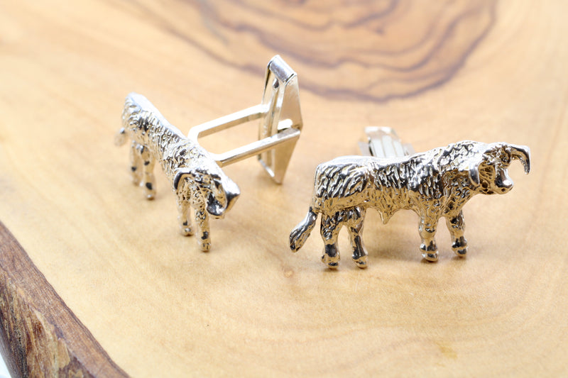 Silver Hereford Bull Cuff Links in 925 Sterling Silver for Him