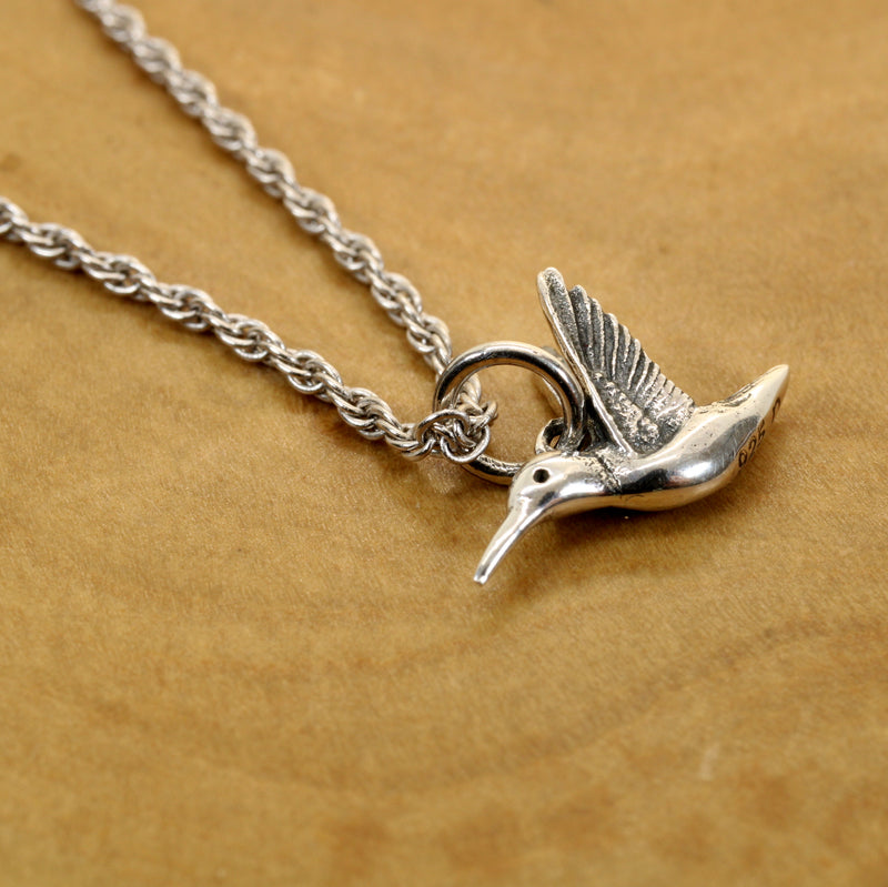 Small Silver Hummingbird Necklace for her made in Sterling Silver