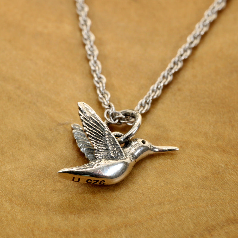 Small Silver Hummingbird Necklace for her made in Sterling Silver