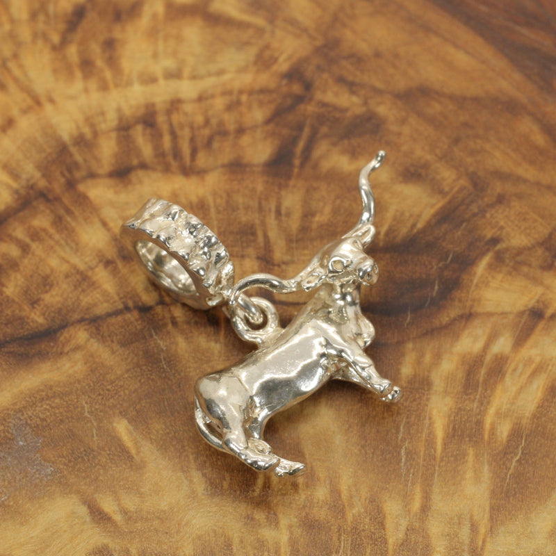 925 Sterling Silver Texas Longhorn Steer Modular Charm
