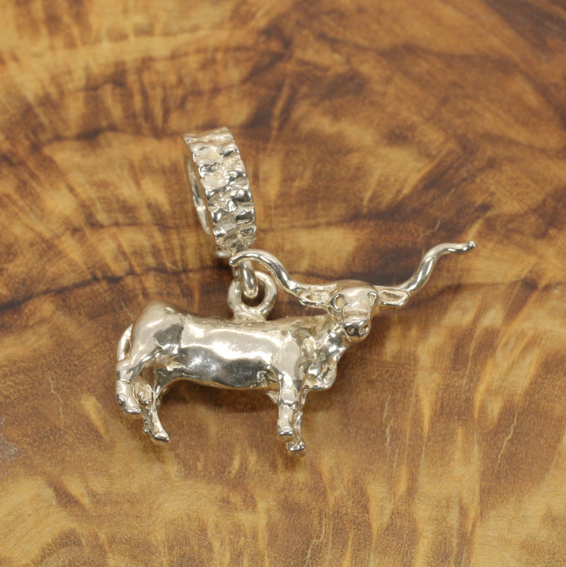 925 Sterling Silver Texas Longhorn Steer Modular Charm