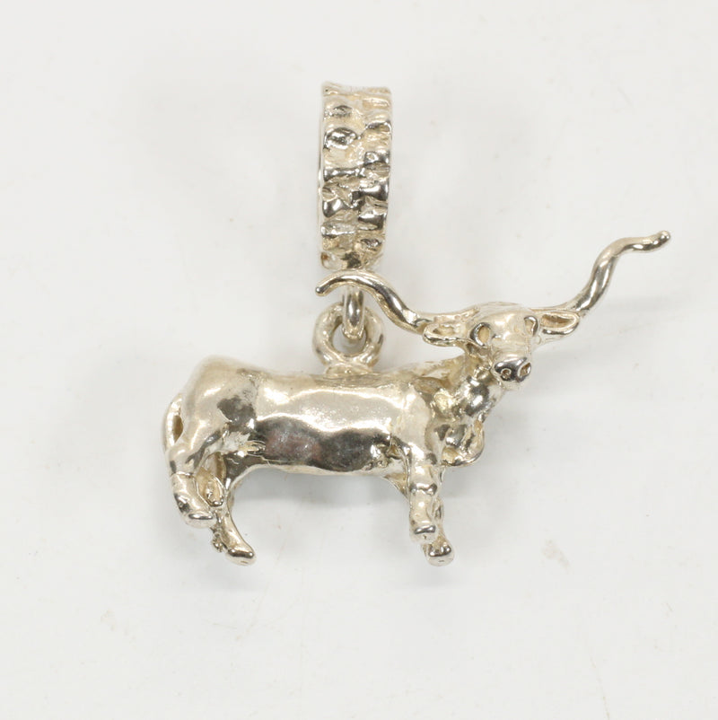 925 Sterling Silver Texas Longhorn Steer Modular Charm