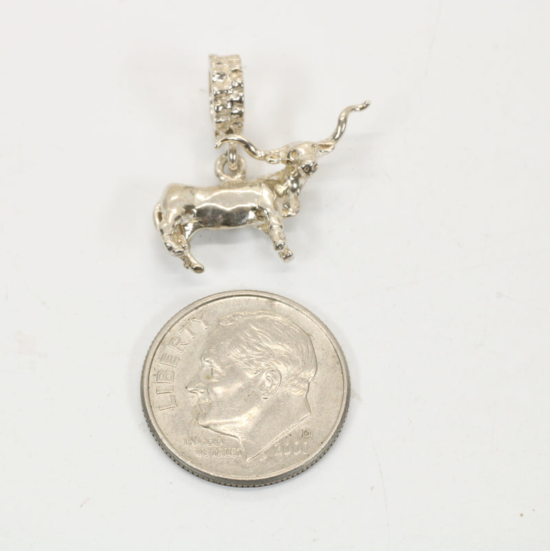 925 Sterling Silver Texas Longhorn Steer Modular Charm