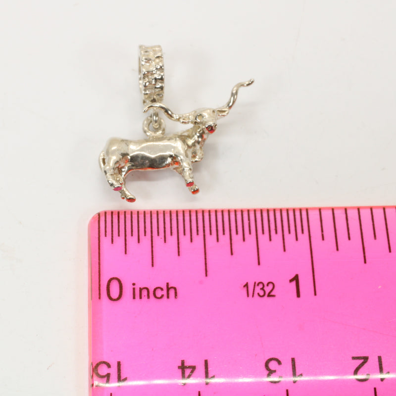 925 Sterling Silver Texas Longhorn Steer Modular Charm