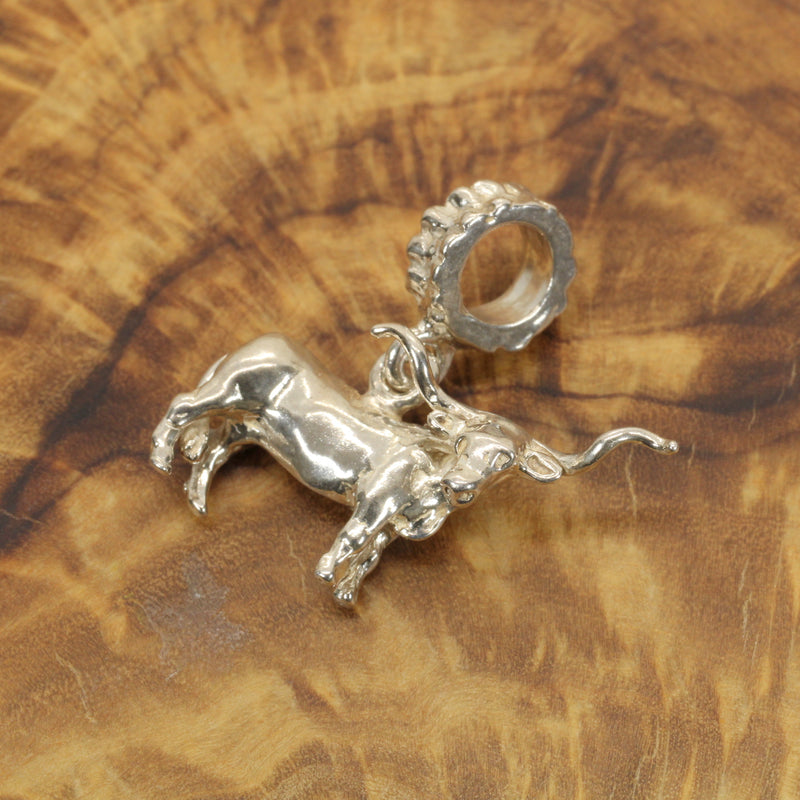 925 Sterling Silver Texas Longhorn Steer Modular Charm