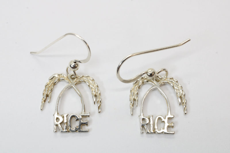 Small Rice Logo Dangle Earrings made in 925 Sterling Silver for her