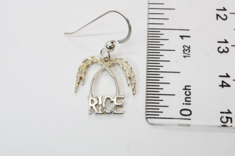Small Rice Logo Dangle Earrings made in 925 Sterling Silver for her
