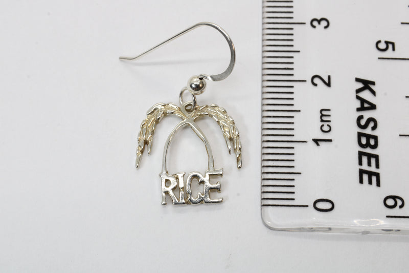 Small Rice Logo Dangle Earrings made in 925 Sterling Silver for her