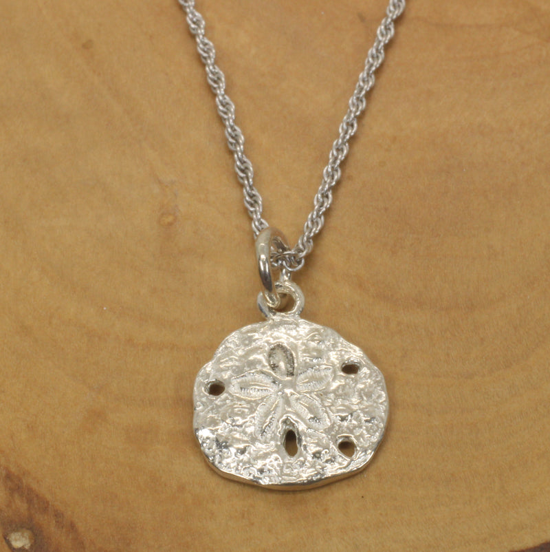 Silver Sand Dollar Necklace or charm for her made in 925 Sterling Silver