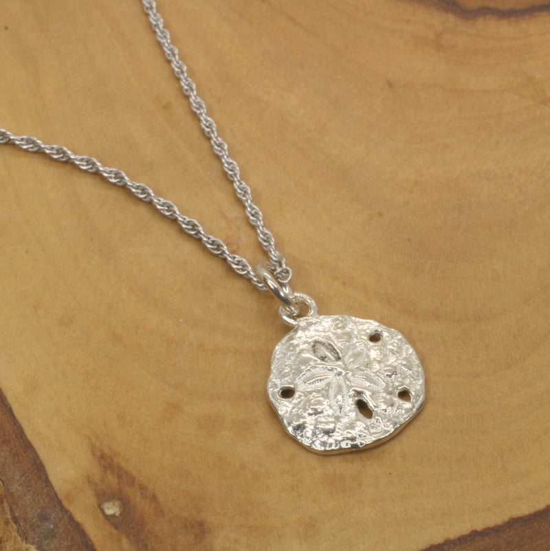 Silver Sand Dollar Necklace or charm for her made in 925 Sterling Silver