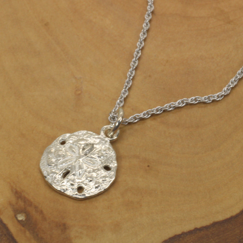 Silver Sand Dollar Necklace or charm for her made in 925 Sterling Silver