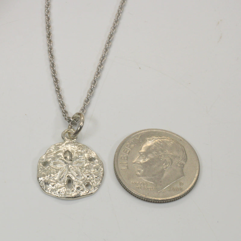 Silver Sand Dollar Necklace or charm for her made in 925 Sterling Silver