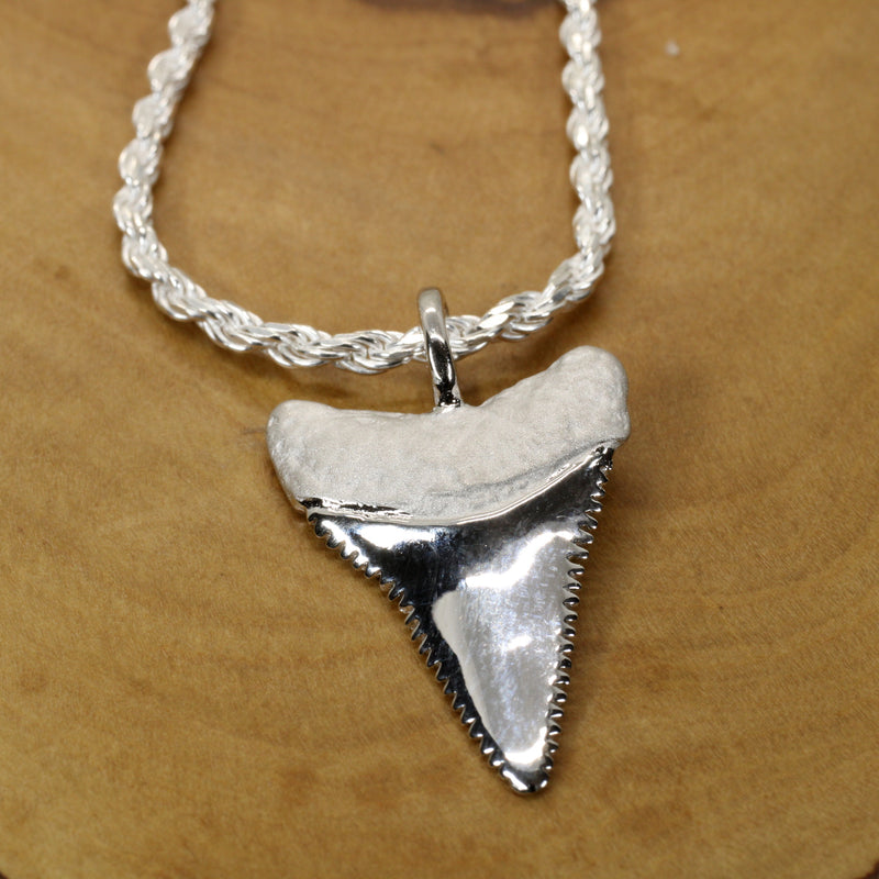 Silver Shark Tooth Necklace for him or her made in 925 Sterling Silver