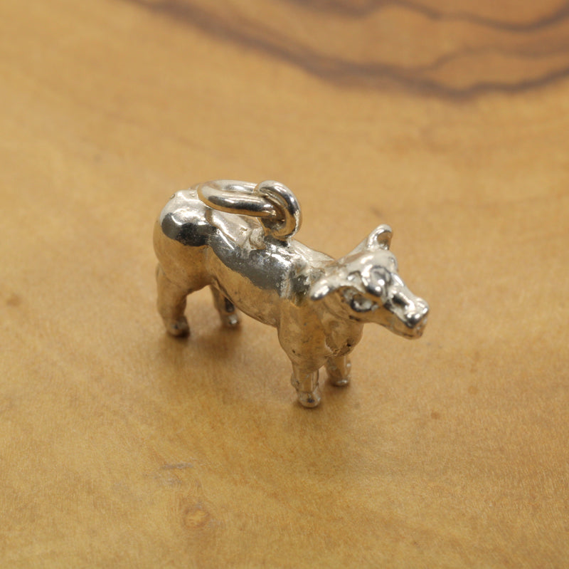 Silver Show Steer Charm made in solid 925 Sterling Silver