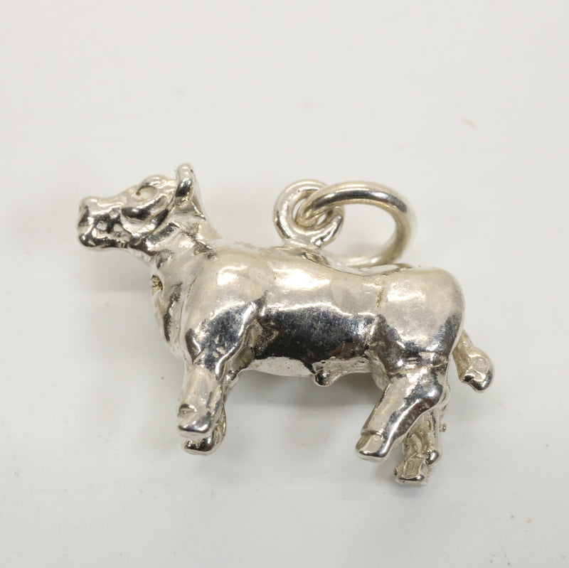 Silver Show Steer Charm made in solid 925 Sterling Silver