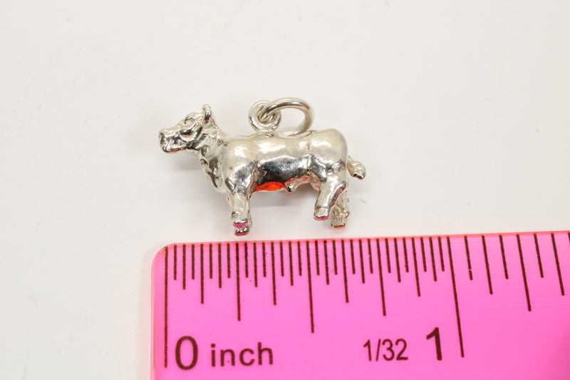 Silver Show Steer Charm made in solid 925 Sterling Silver