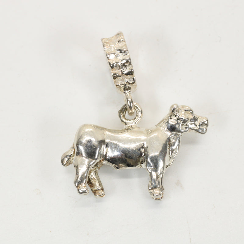 Silver Steer Slide Bracelet Charm made in Solid 925 Sterling Silver