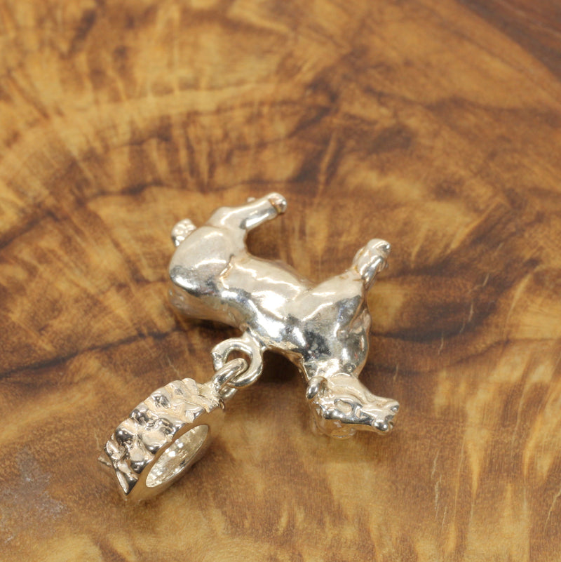Silver Steer Slide Bracelet Charm made in Solid 925 Sterling Silver