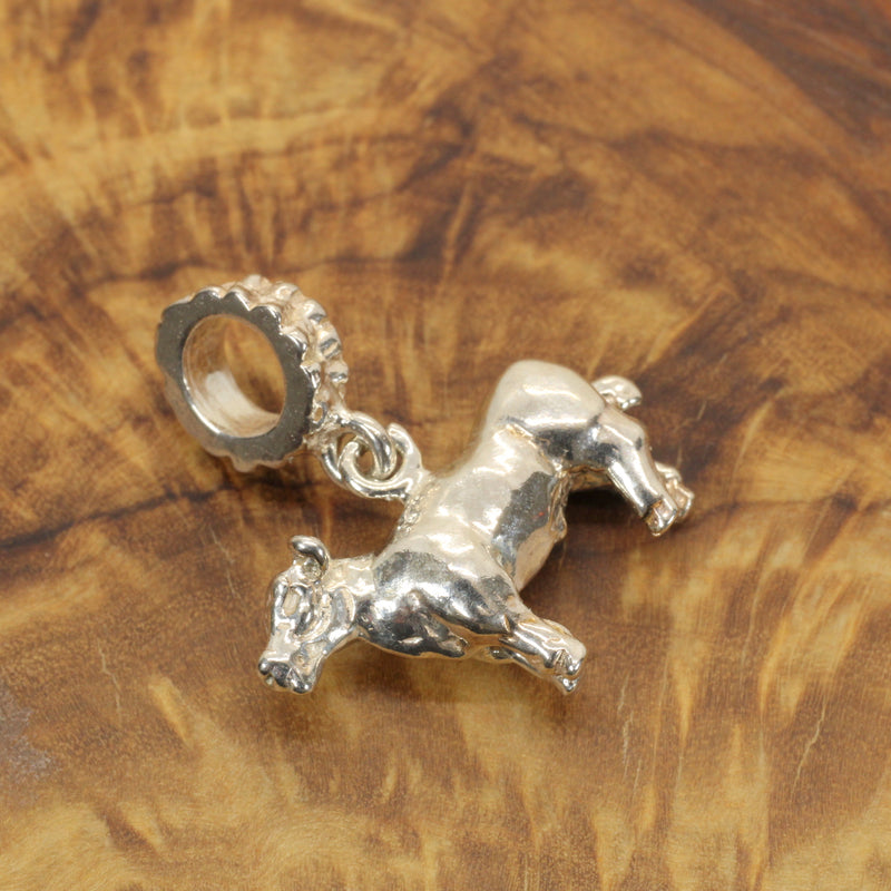Silver Steer Slide Bracelet Charm made in Solid 925 Sterling Silver
