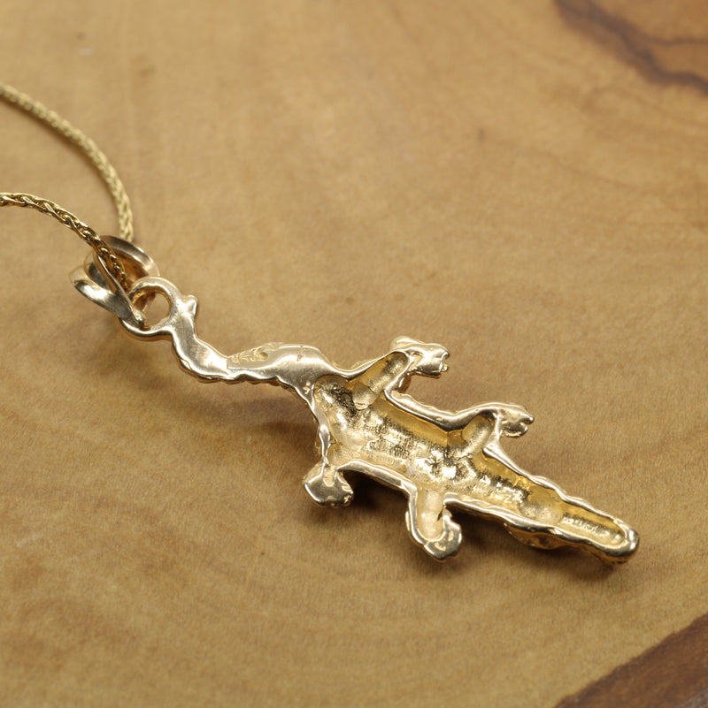 Small Alligator Necklace made in Solid 14kt. Yellow Gold for Him or Her