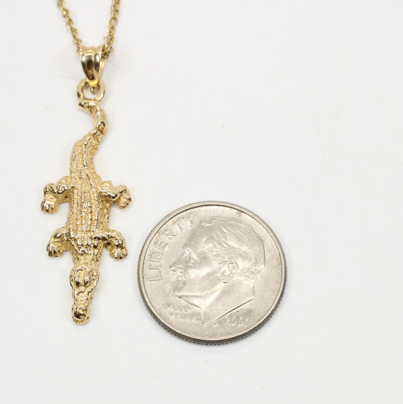 Small Alligator Necklace made in Solid 14kt. Yellow Gold for Him or Her