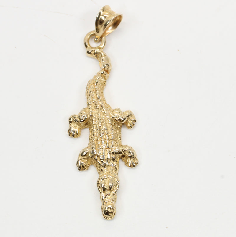 Small Alligator Necklace made in Solid 14kt. Yellow Gold for Him or Her