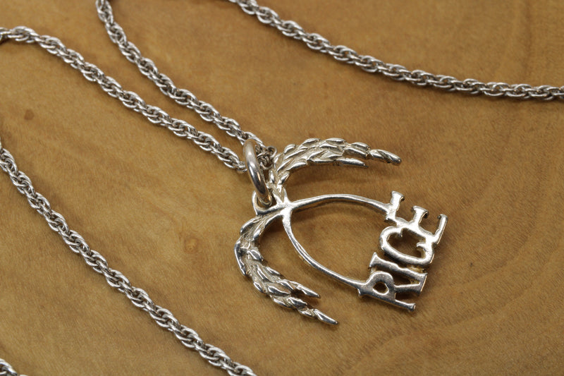 Small Rice Logo Necklace made in 925 Sterling Silver for her