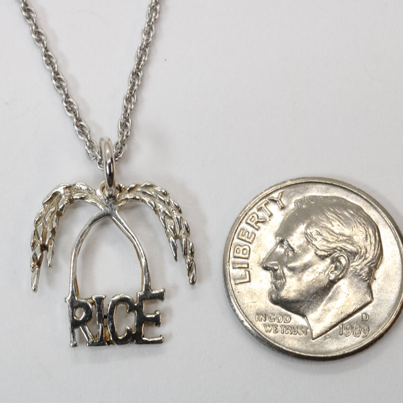 Small Rice Logo Necklace made in 925 Sterling Silver for her