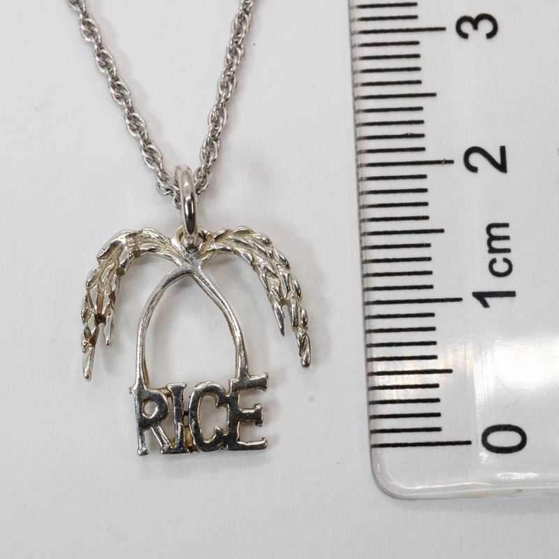 Small Rice Logo Necklace made in 925 Sterling Silver for her